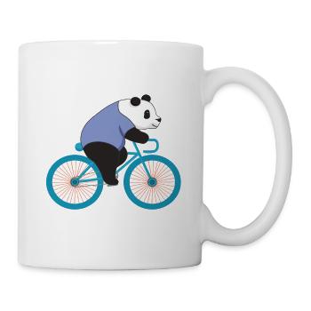 Panda Bär mit Fahrrad - Tasse - Weiß - Rechts