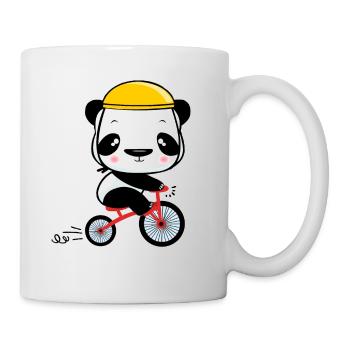 Panda Bär mit Fahrrad - Tasse - Weiß - Rechts