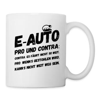 Lustige Sprüche E-Auto Elektro Klima - Tasse - Weiß - Rechts