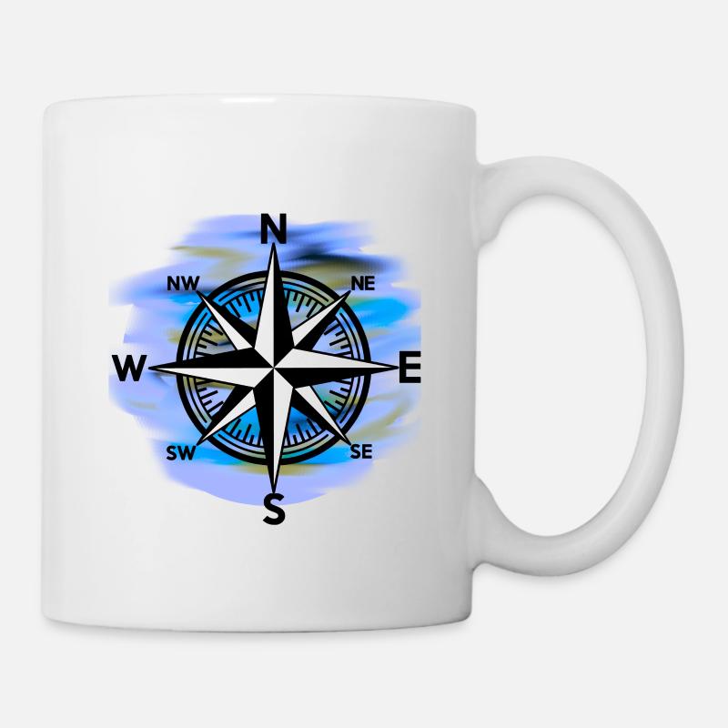 Windrose Kompass maritim Seefahrt - Tasse - Weiß