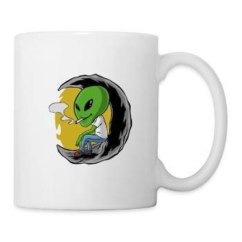 Alien Cigarette Smoking Weed Weed - Mug - white - Right