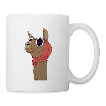 Witziges Lama mit Kopftuch Geschenkidee für Alpaka - Tasse - Weiß - Rechts
