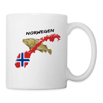 norvège dorsch carte de chasseur de cabillaud cadeau - Mug blanc - blanc - Droite