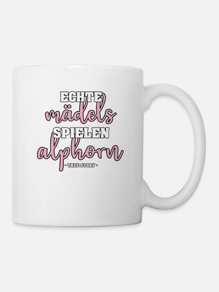 ECHTE MÄDELS SPIELEN ALPHORN MUSIKINSTRUMENT HORN - Tasse - Weiß
