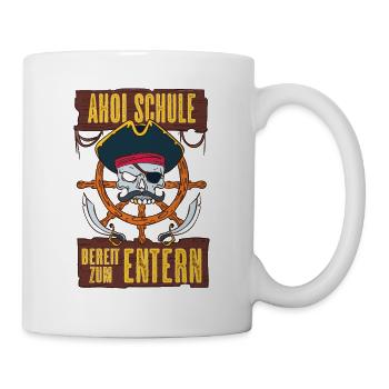 Piraten Schulkind Schulanfang Einschulung Geschenk - Tasse - Weiß - Rechts