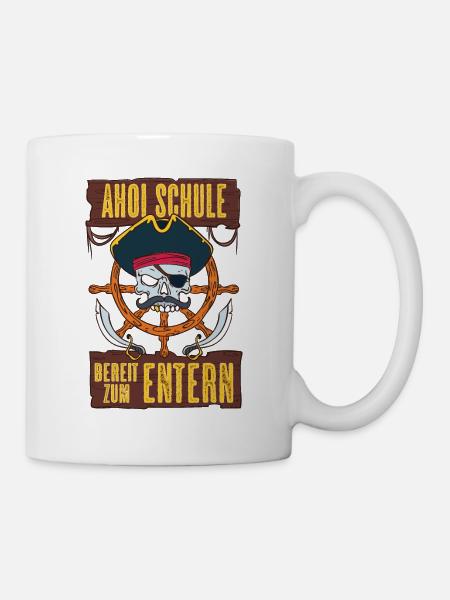 Piraten Schulkind Schulanfang Einschulung Geschenk - Tasse - Weiß
