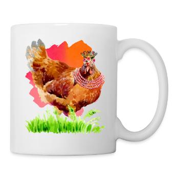 Aquarell Huhn - Tasse - Weiß - Rechts