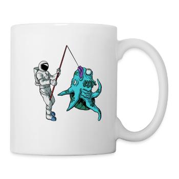 Pêcheur extraterrestre astronaute pêche - Mug blanc - blanc - Droite