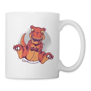 Gamingsaurus Gamer Geschenk Dinosaurier TRex - Tasse - Weiß - Rechts