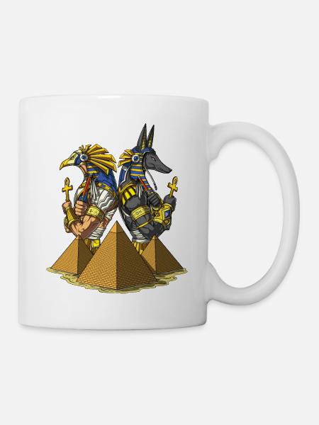 Anubis Ra Mythologie des pyramides anciennes - Mug blanc - blanc
