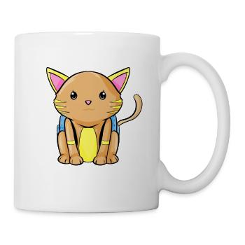 Eine Katze mit Rucksack - Tasse - Weiß - Rechts