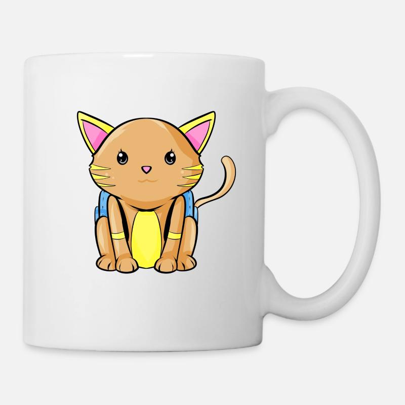 Eine Katze mit Rucksack - Tasse - Weiß