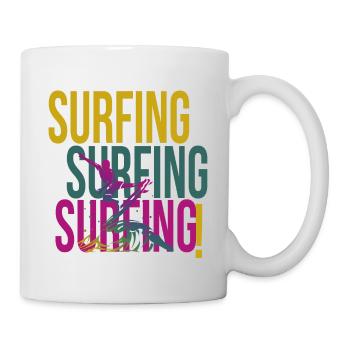 Surfen Surfer Surf Schrift Retro Vintage - Tasse - Weiß - Rechts