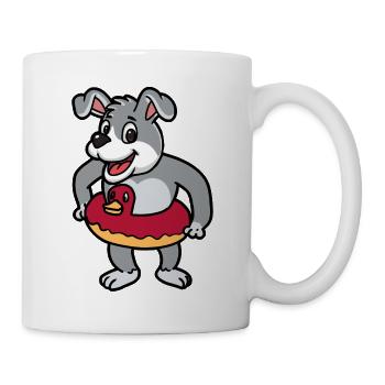 Child Swimmer Dog Swimming Summer Bathing - Mug - white - Right