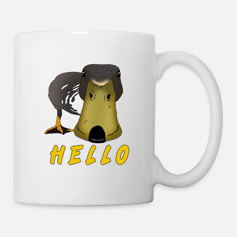 funny duck say hello gift idea chick - Mug - white