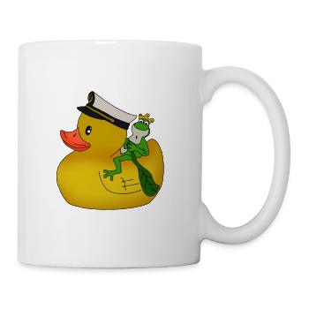 Funny duck with small frog gift idea - Mug - white - Right