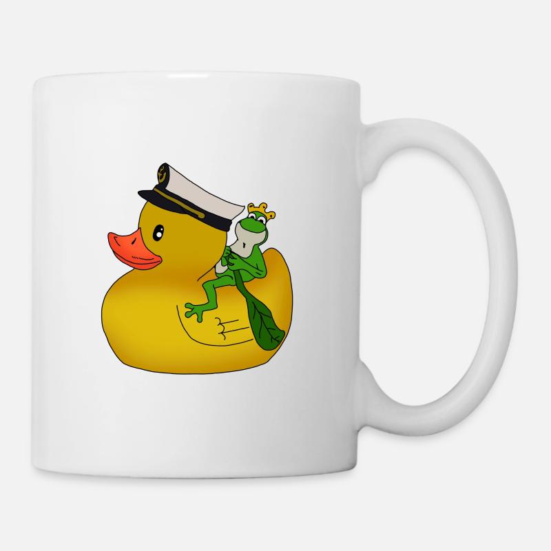 Witzige Badeente mit kleinen Frosch Geschenkidee - Tasse - Weiß