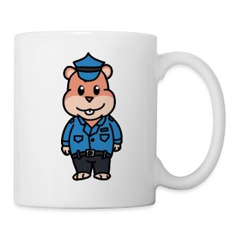 Polizei Hamster Polizist Beruf Kinder Kind Cop Job - Tasse - Weiß - Rechts