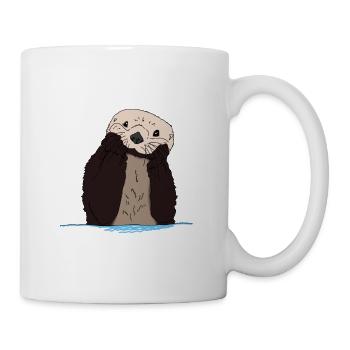 loutre mignonne et mignonne en cadeau boîte loutre - Mug blanc - blanc - Droite