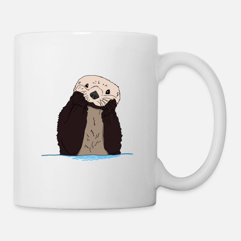 cute and cute otter in Otter box gift - Mug - white