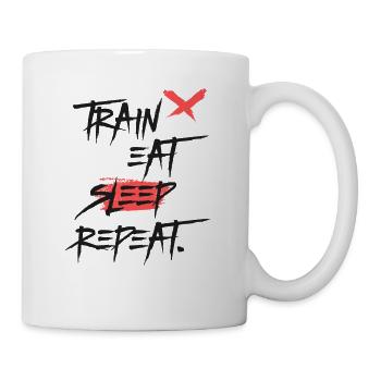 Train Eat Sleep Repeat - Training Motivation - Tasse - Weiß - Rechts