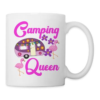 Camping Queen Flamingo Caravan Camper Gift - Mug blanc - blanc - Droite