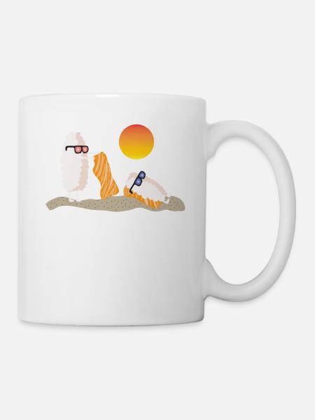 Sushi in the summer on the beach - Mug - white