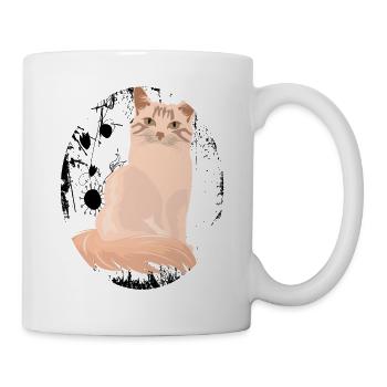 Süßes Hauskatze Katzen Shirt - Tasse - Weiß - Rechts