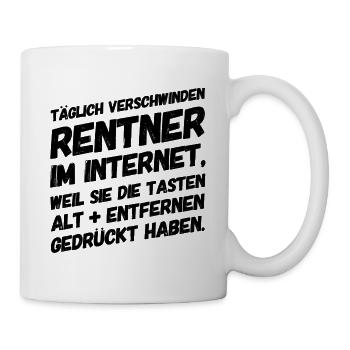 Rentner Rentnerin Lustige Sprüche Computer - Tasse - Weiß - Rechts