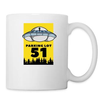 Alien UFO Parkplatz Erde Absturz Geschenkidee Spaß - Tasse - Weiß - Rechts