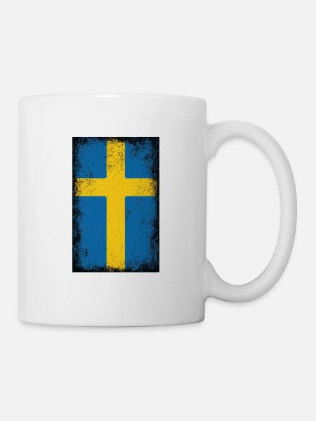 Suède Drapeau suédois Vintage Drapeau suédois - Mug blanc - blanc
