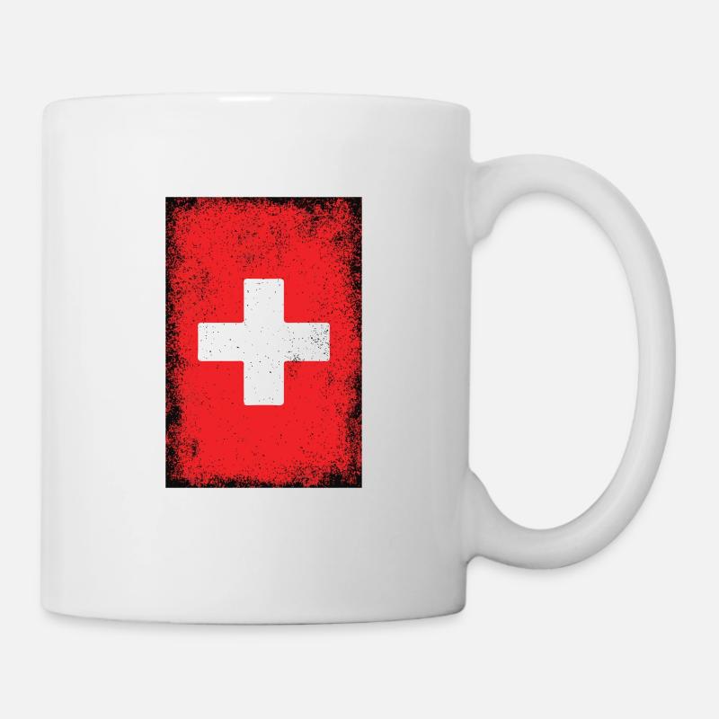 Suisse drapeau suisse Suisse Suisse CH - Mug blanc - blanc