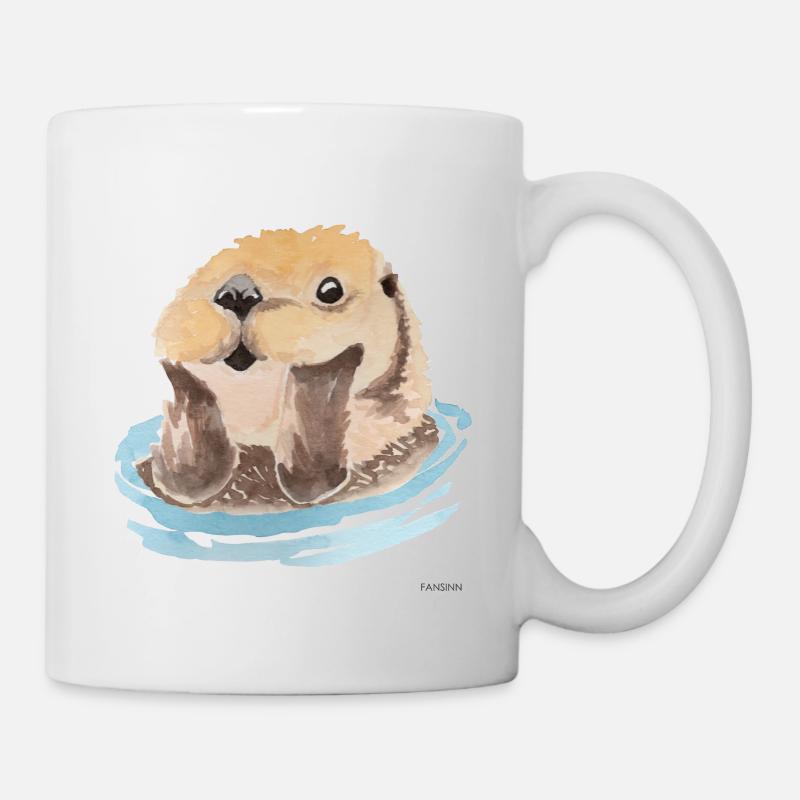 Otter Tier Marder Schwimmen Wasser Geschenk - Tasse - Weiß