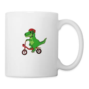 Dino Fahrrad Geschenk Shirt - Tasse - Weiß - Rechts