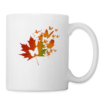 Leaves foliage forest autumn butterfly gift - Mug - white - Right