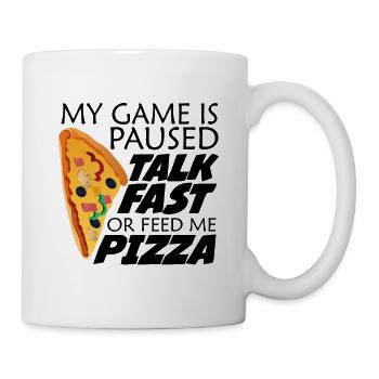 My Game Is Paused. Funny saying gamer and pizza - Mug - white - Right