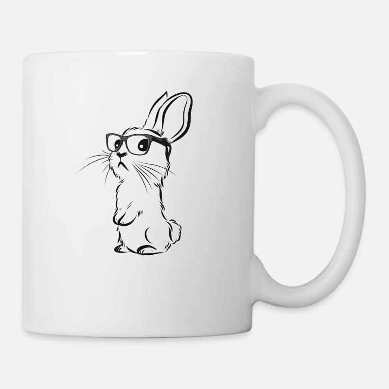 Hipster bunny rabbit hippie rabbit with glasses - Mug - white
