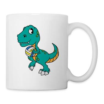 Dinosaurier Volleyball Spieler Dino Süßer Geschenk - Tasse - Weiß - Rechts