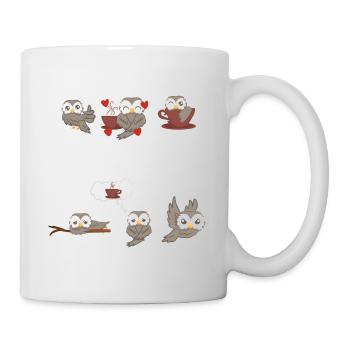 Eule - Eulen - Kaffee - Laune - Tasse - Weiß - Rechts