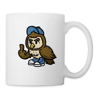 Hibou montre doigt moyen - Mug blanc - blanc - Droite