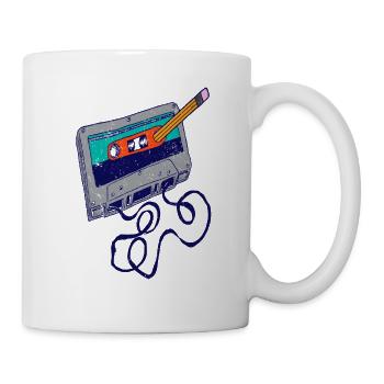 Kassette und Bleistift lustiges Design - Tasse - Weiß - Rechts