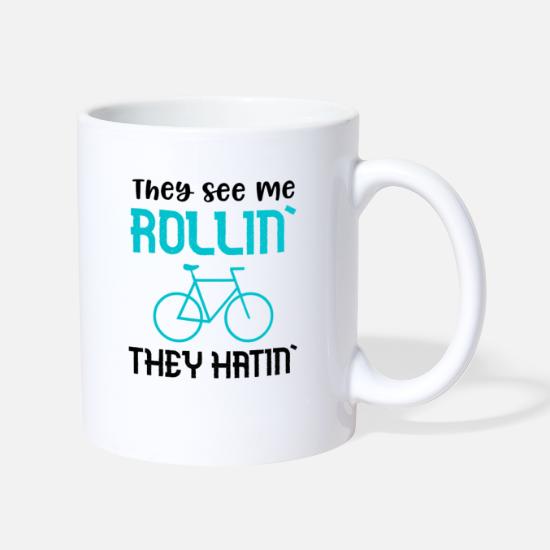 Spin Class Funny Rollin Hatin Quote Workout Gym' Mug | Spreadshirt