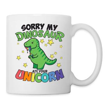 Funny unicorn eating dinosaur Dino - Mug - white - Right