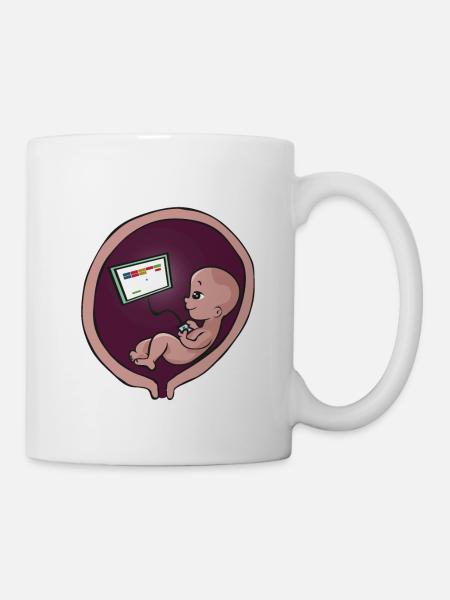 Grossesse accouchement bébé gamer joueur - Mug blanc - blanc
