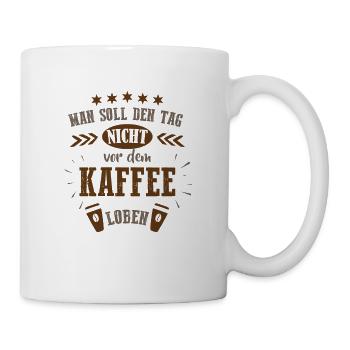 Que l’homme ne fasse pas l’éloge de la journée devant le café - Mug blanc - blanc - Droite
