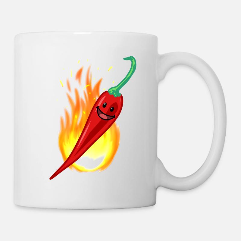 Peperoni Chilli Restaurant scharf Gewürz Speise - Tasse - Weiß