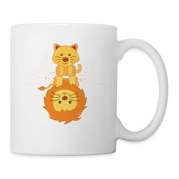 Katze Spiegelbild Löwe, glaube an dich, shirt süss - Tasse - Weiß - Rechts