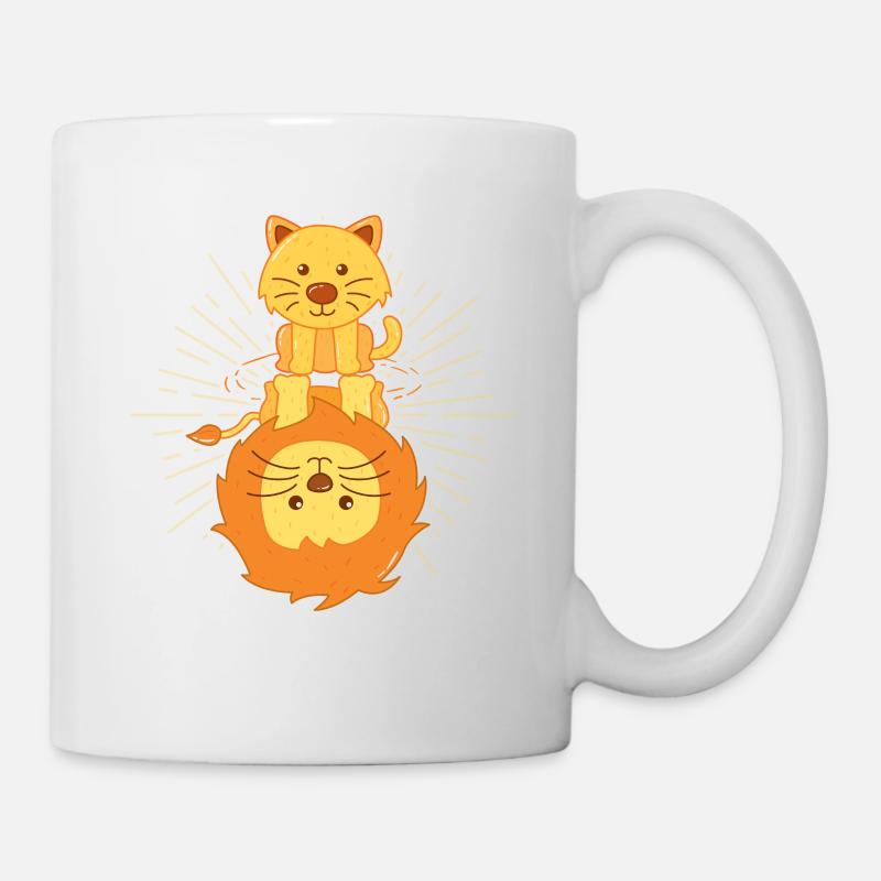 Katze Spiegelbild Löwe, glaube an dich, shirt süss - Tasse - Weiß