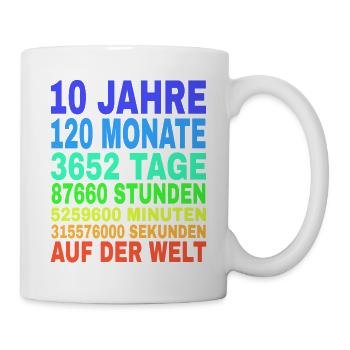 10 Jahre Alt 10. Geburtstag Geschenk Mädchen Junge - Tasse - Weiß - Rechts