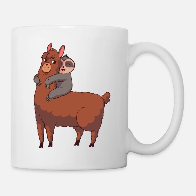 Lama Faultier - Tasse - Weiß